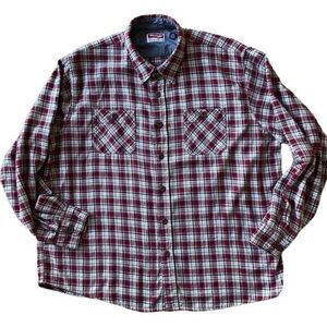Wrangler Red Plaid Long Sleeve Button Down Flannel Shirt Men’s Size 2XL